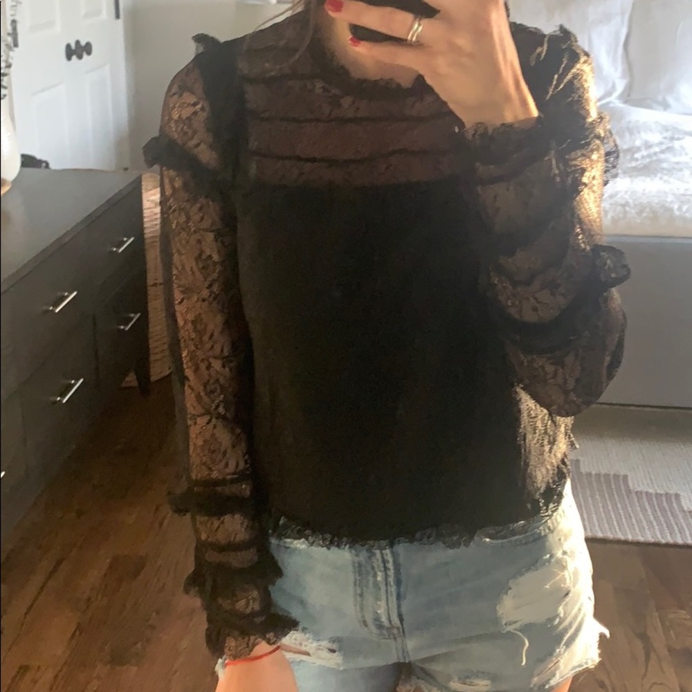 ZARA LS LACEY TOP